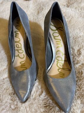Sam Edelman Metallic Gray Pointed-Toe Pumps